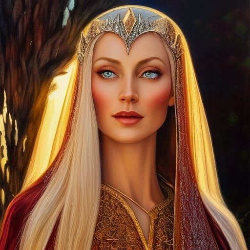 Romantic Painting of Galadriel with Sauron