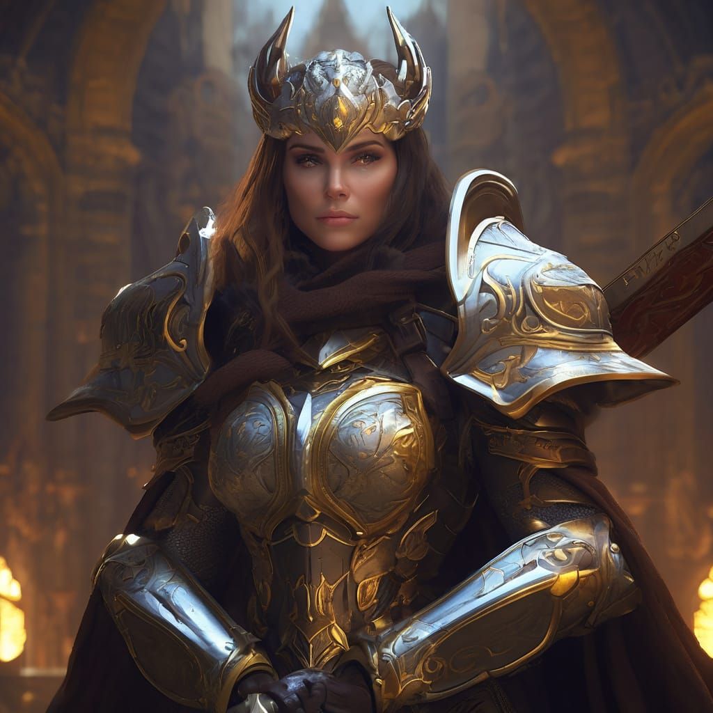 Paladin of Light Fantasy Art in Detailed Matte Painting Styl...