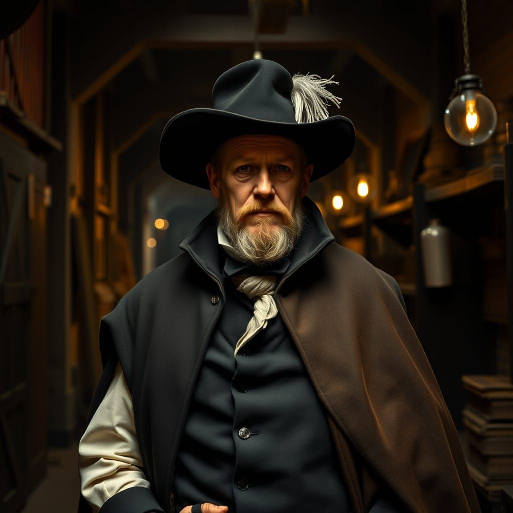 Dutch Merchant in Amsterdam Warehouse, Rembrandt Style