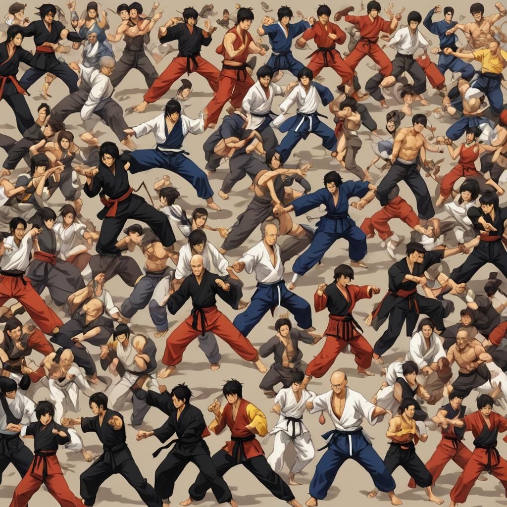 Dynamic Kung Fu Scene in Anime Style