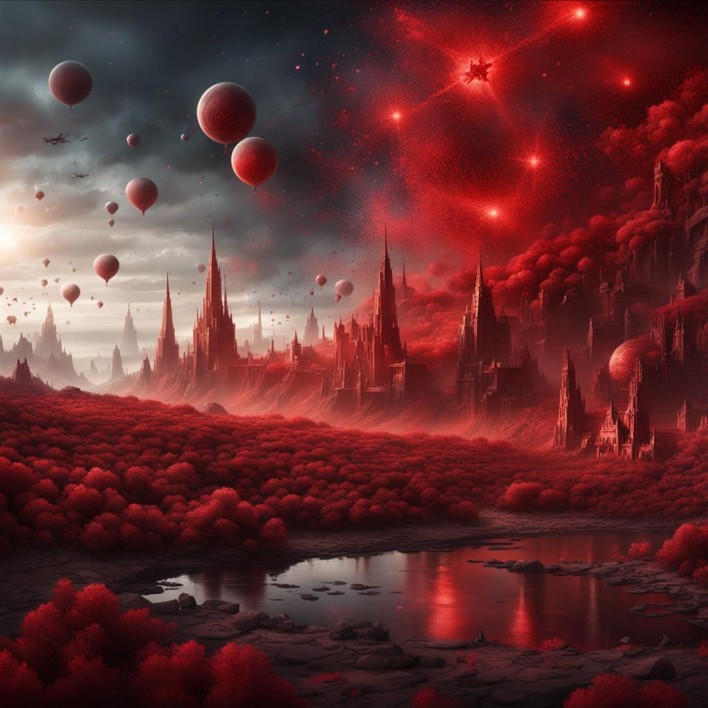 Epic Red Stars Digital Matte Painting