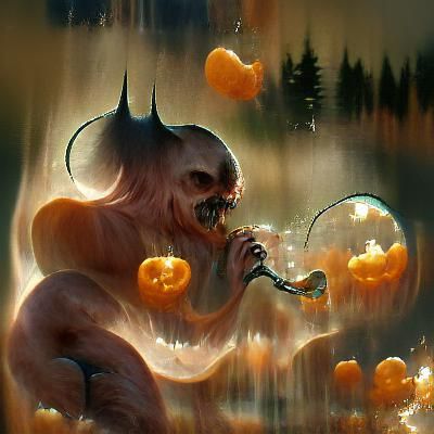 Sinister Pumpkin Demon Blowing Bubbles