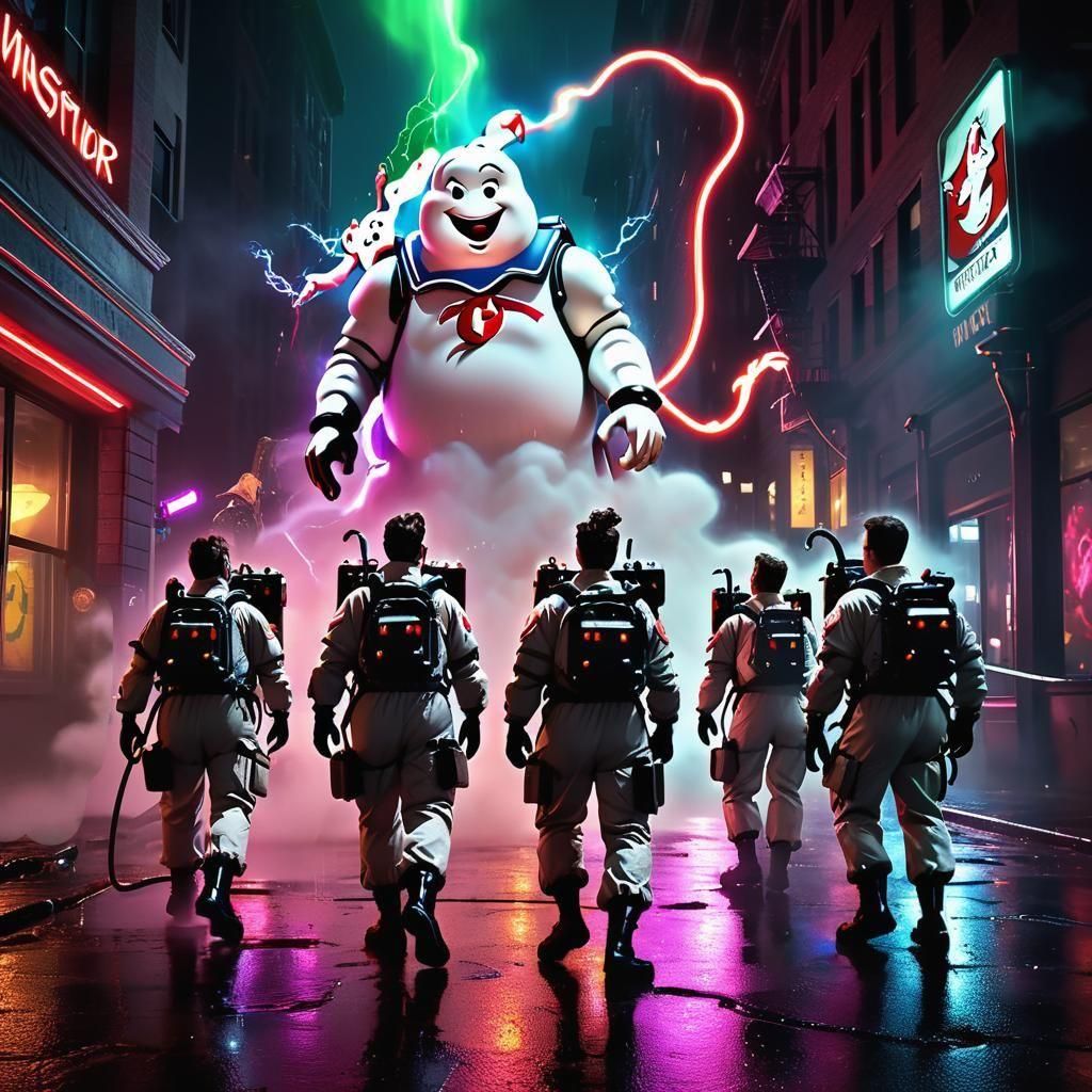 Ghostbusters Halloween Shenanigans in Detailed Matte Paintin...