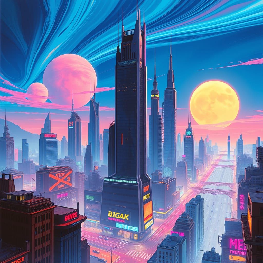 Cyberpunk Cityscape on a Distant Planet