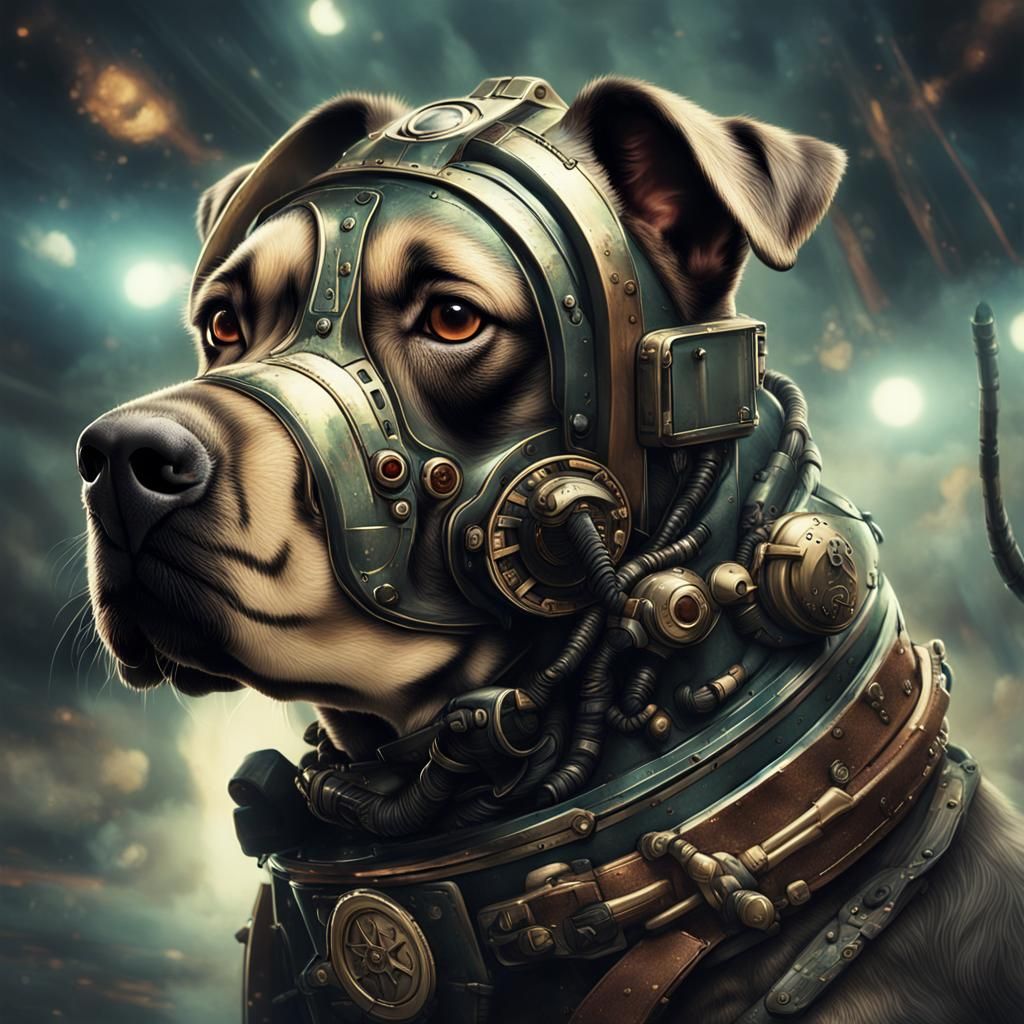 Dieselpunk Chiba Dog in Fantastical Realm, Detailed 32K