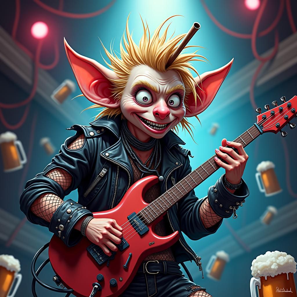 Halfling Punk Rock Musician in Pop Art Style