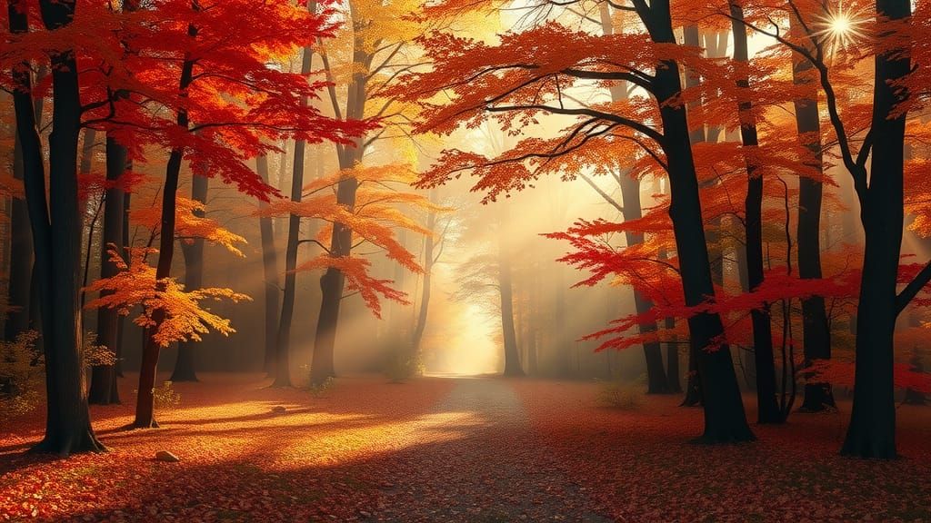 Autumn Forest Landscape in Impressionistic Style