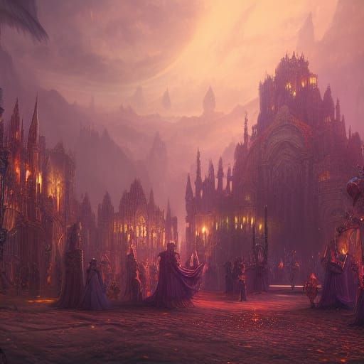 Fantastical Masquerade Ball in Detailed Matte Painting
