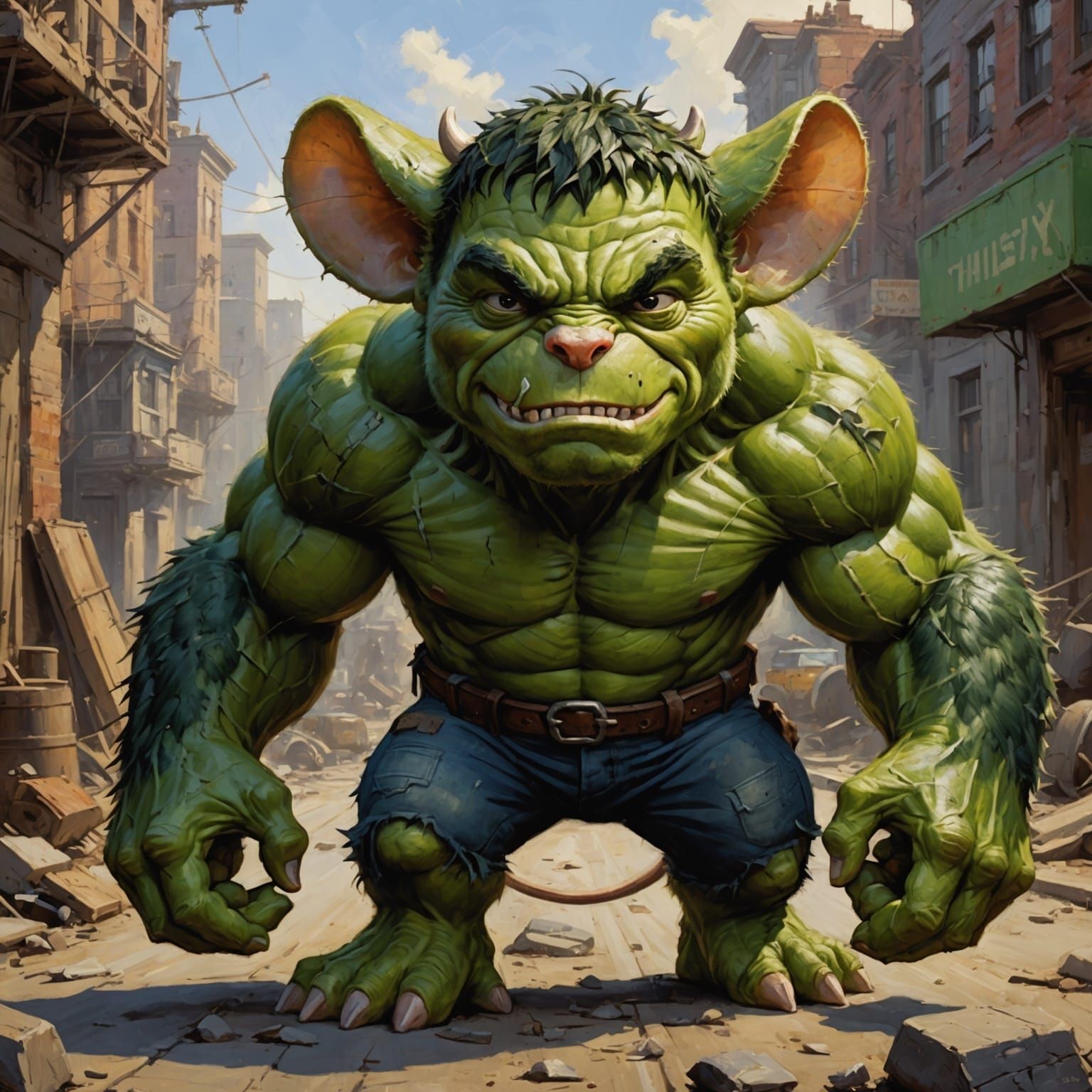 Mouse Hulk as Oil Painting by Gurney