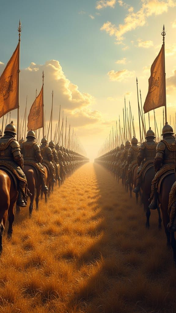 Ancient Armies Clash on Golden Battlefield in Hyper-Detailed...
