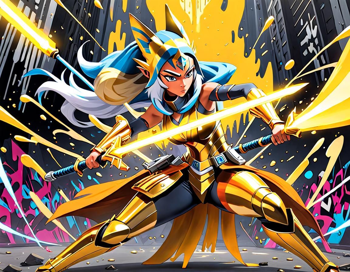 Golden Ahsoka Tano Battles Army: Digital Matte Painting