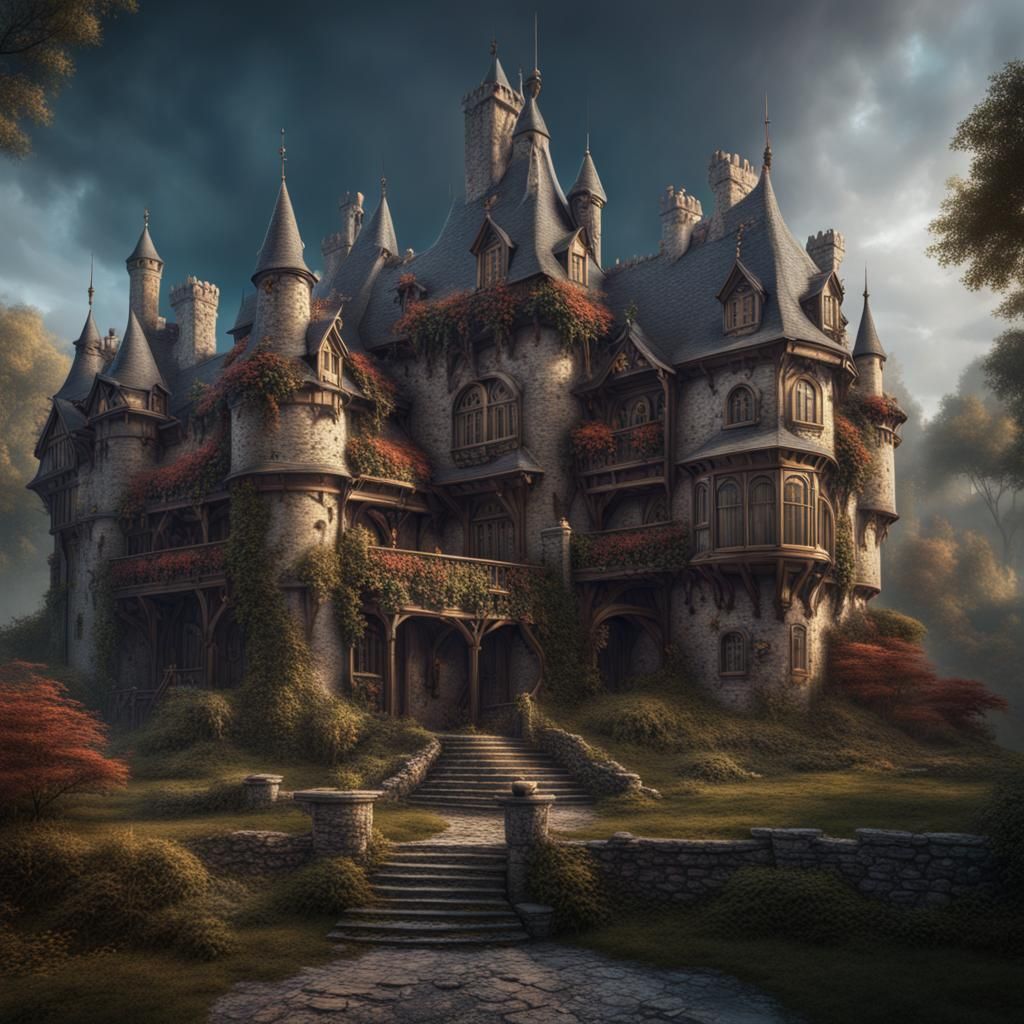 Immense Manor in Detailed Matte Painting Style