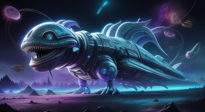 Cyberpunk Space Captain: Diverse Alien Crew in Vibrant Unifo...