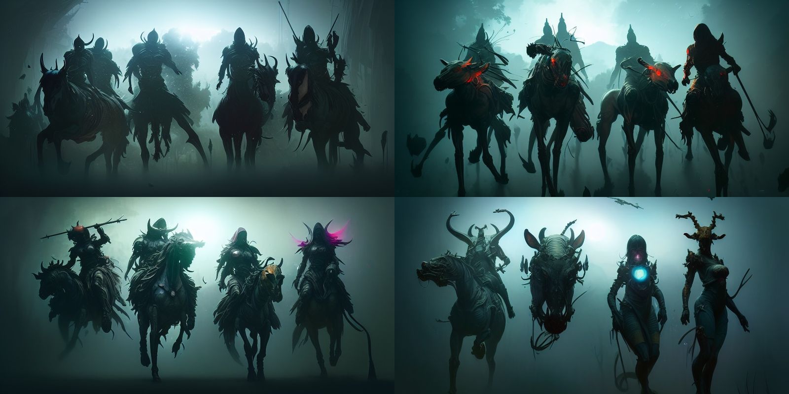 Apocalyptic Horsemen in Hyperdetailed Matte Photography