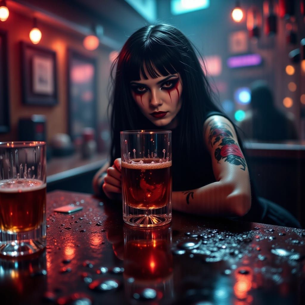 Gothic Goddess in Smoky Barlight