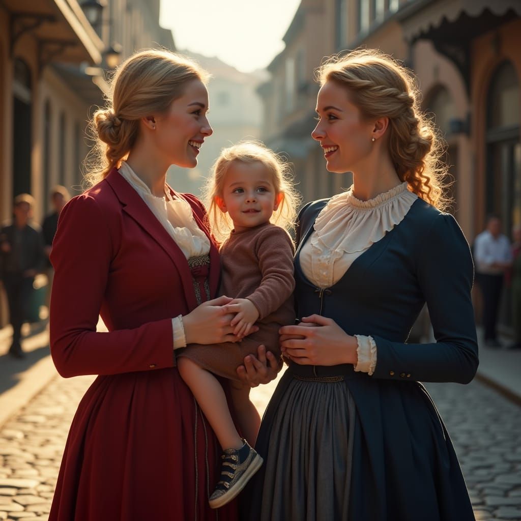 Victorian Mothers and Daughters Meet on Street