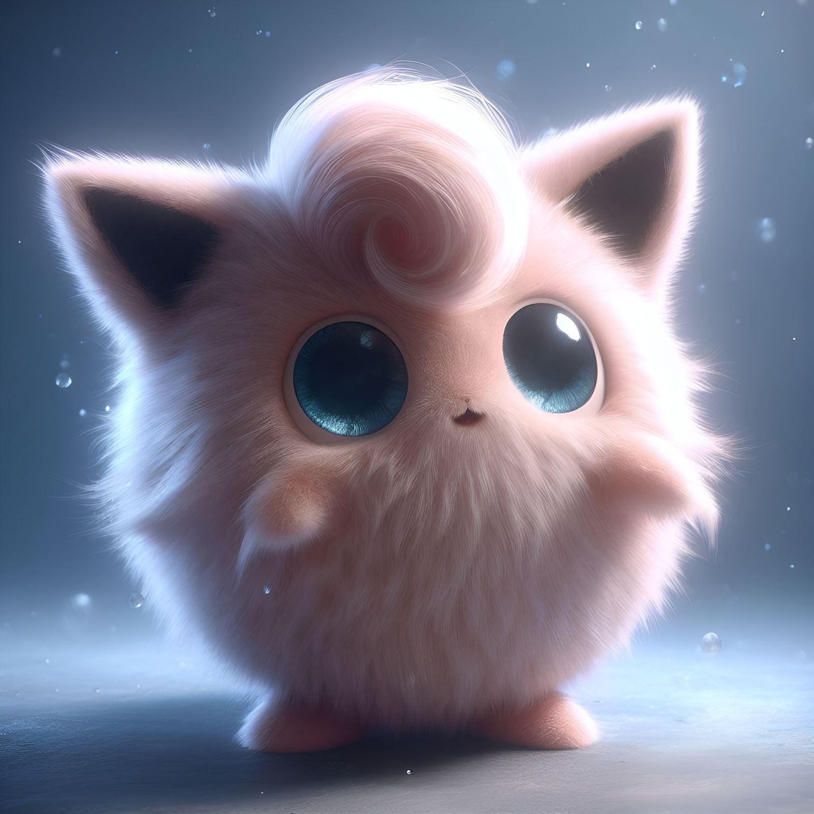 Adorable Realistic Jigglypuff Pokemon with Soft Lighting