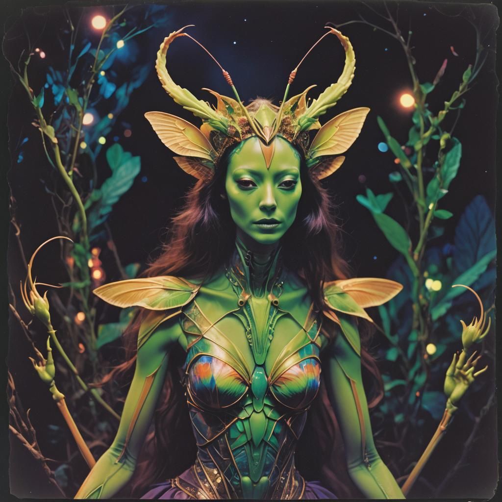 Praying Mantis Goddess Shapeshifting: Polaroid Portrait