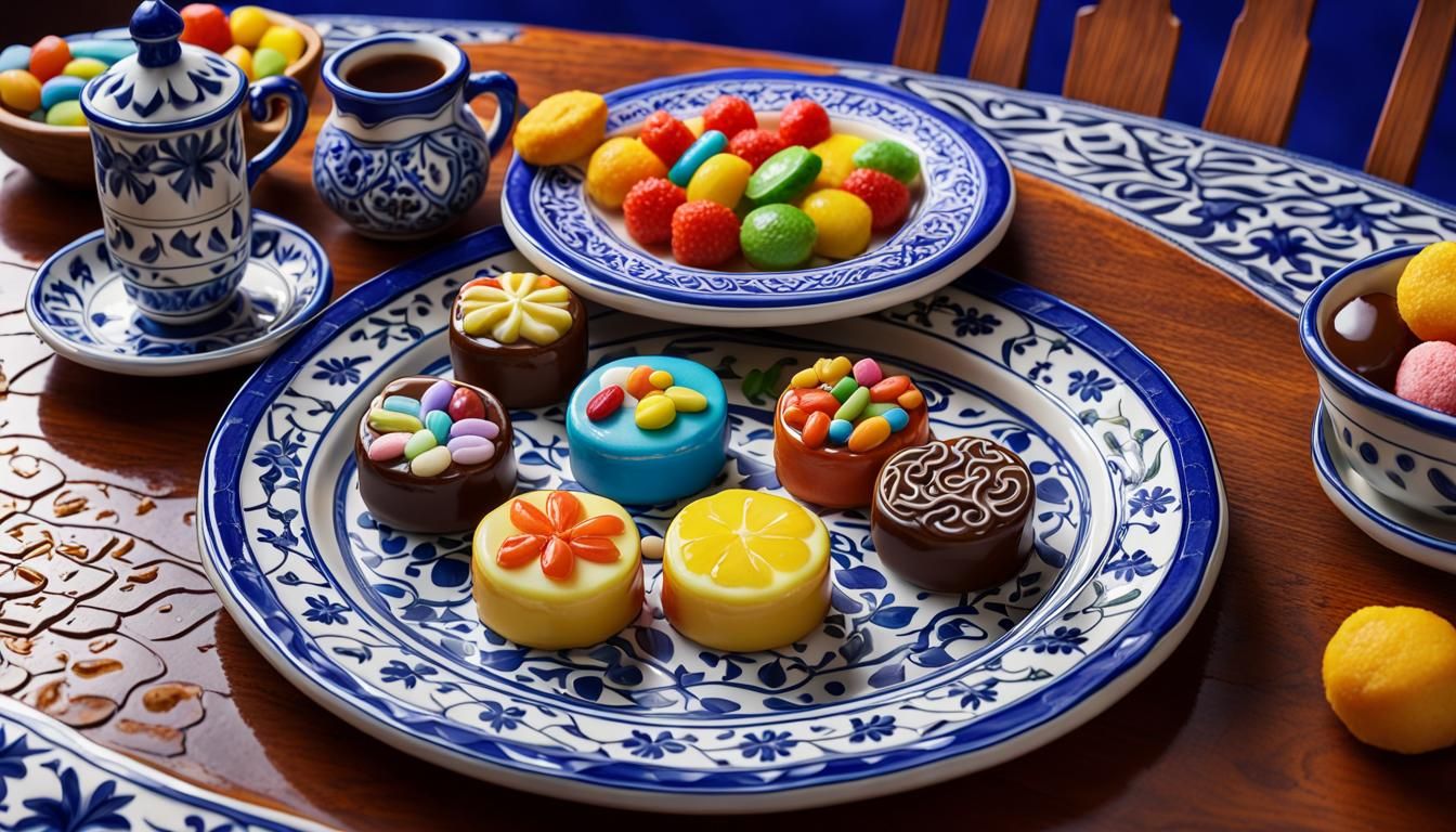 Puebla Sweets on Talavera Plate: Realistic 3D Photo