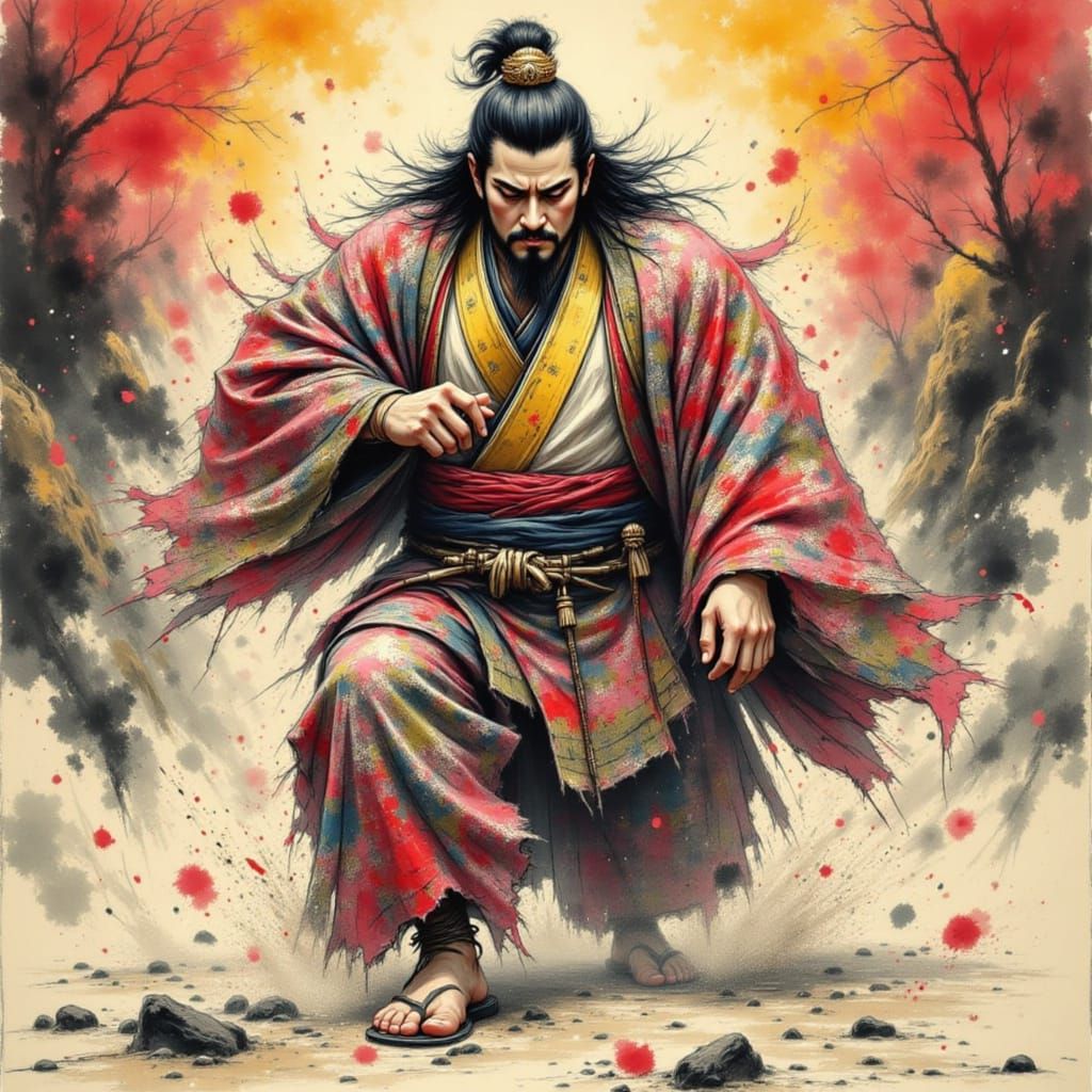 Yokozuna Hoshoryu in Japanese Ink Brush Style