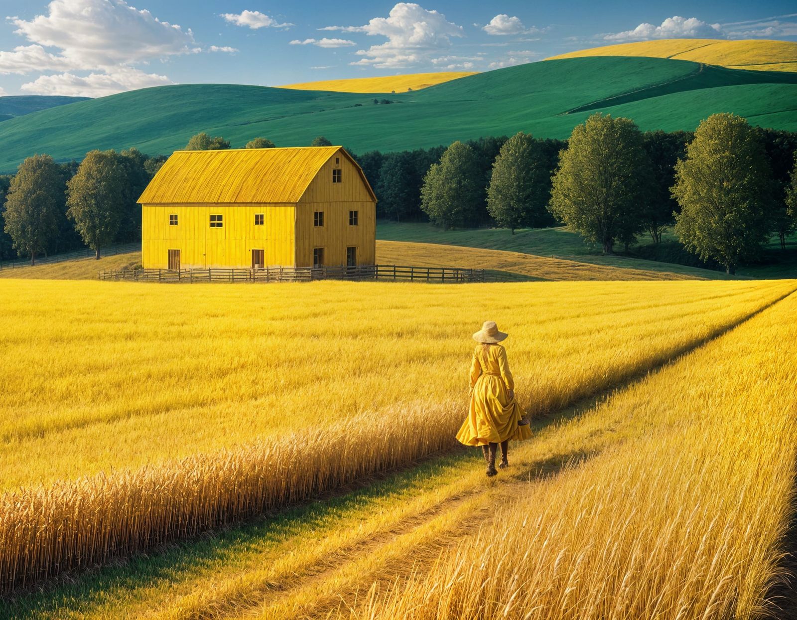 Golden Wheat Fields in Klimt Style