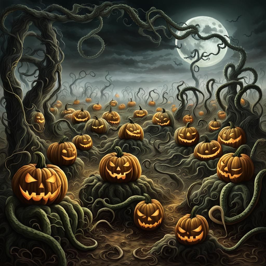 Creepy Pumpkin Patch with Biological Tentacles