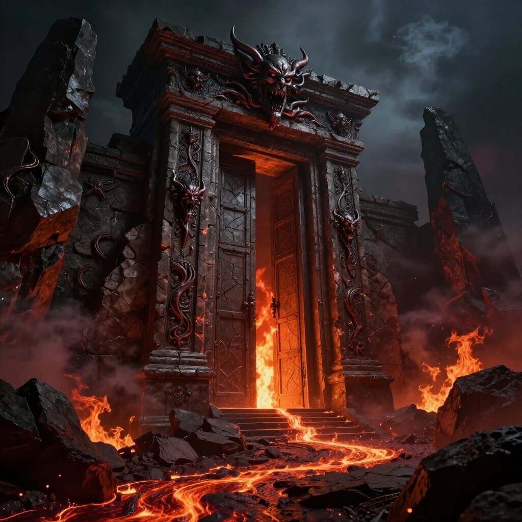 The Gates of Hell Revealed in Dark Fantasy Fine Art