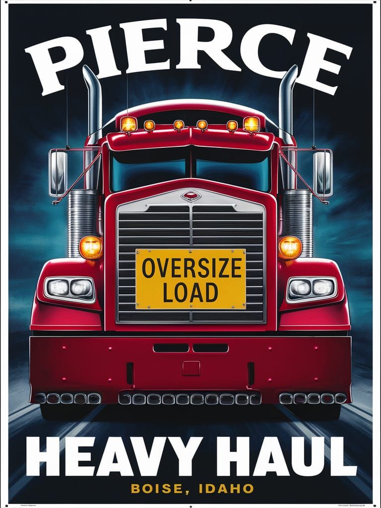 Menacing Red Road Train "Oversize Load" Poster
