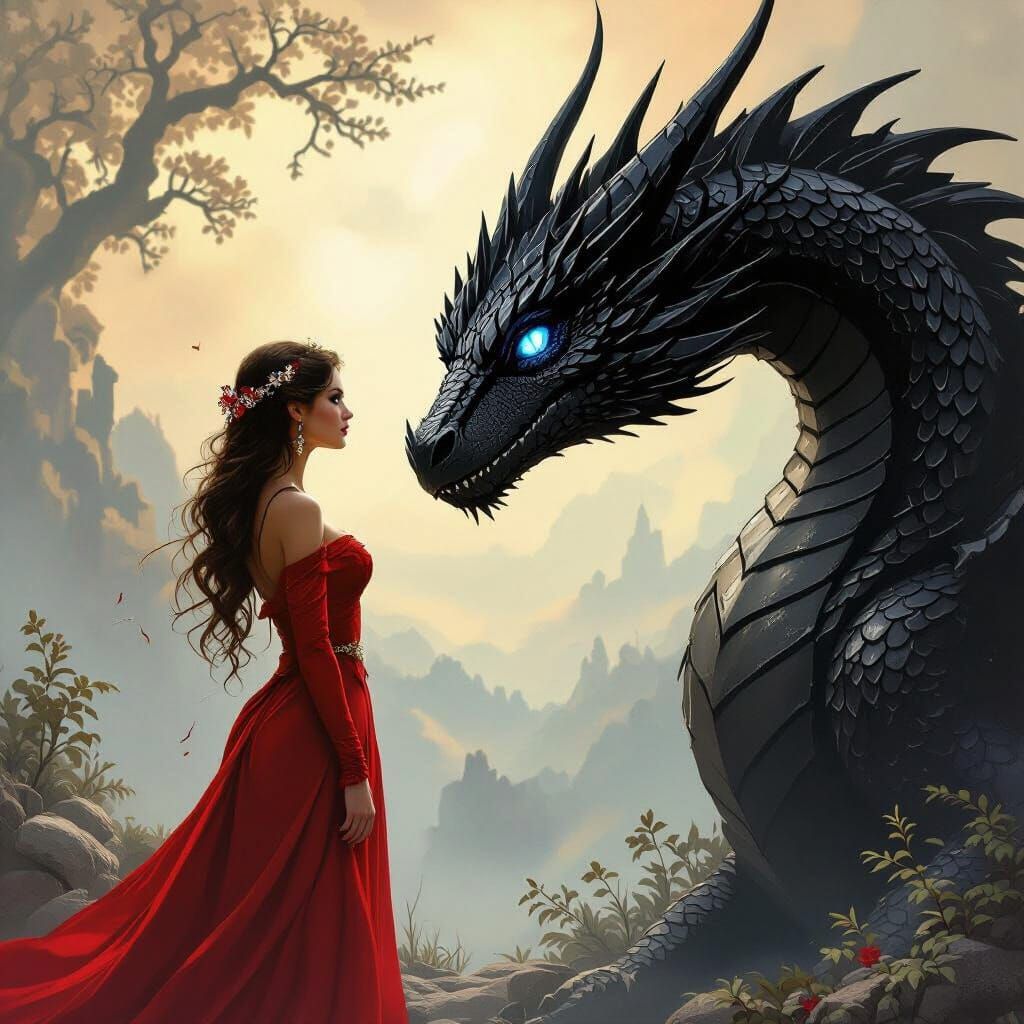 Dragon's Affection: A Fantasy Portrait