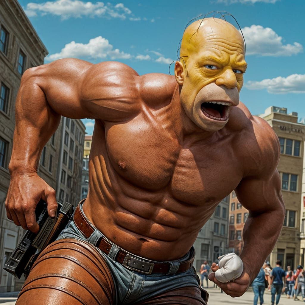 Homer Simpson as a Titan Warrior