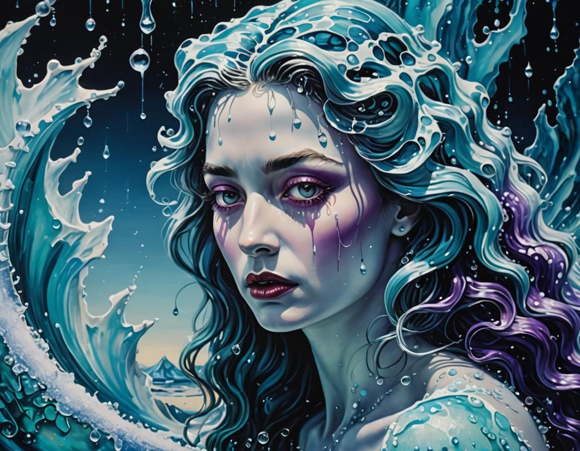 Surreal Melting Foam in Crystalline Water, Salvador Dali Sty...