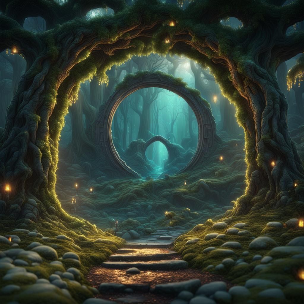 Winter Forest Portal: Detailed Matte Painting