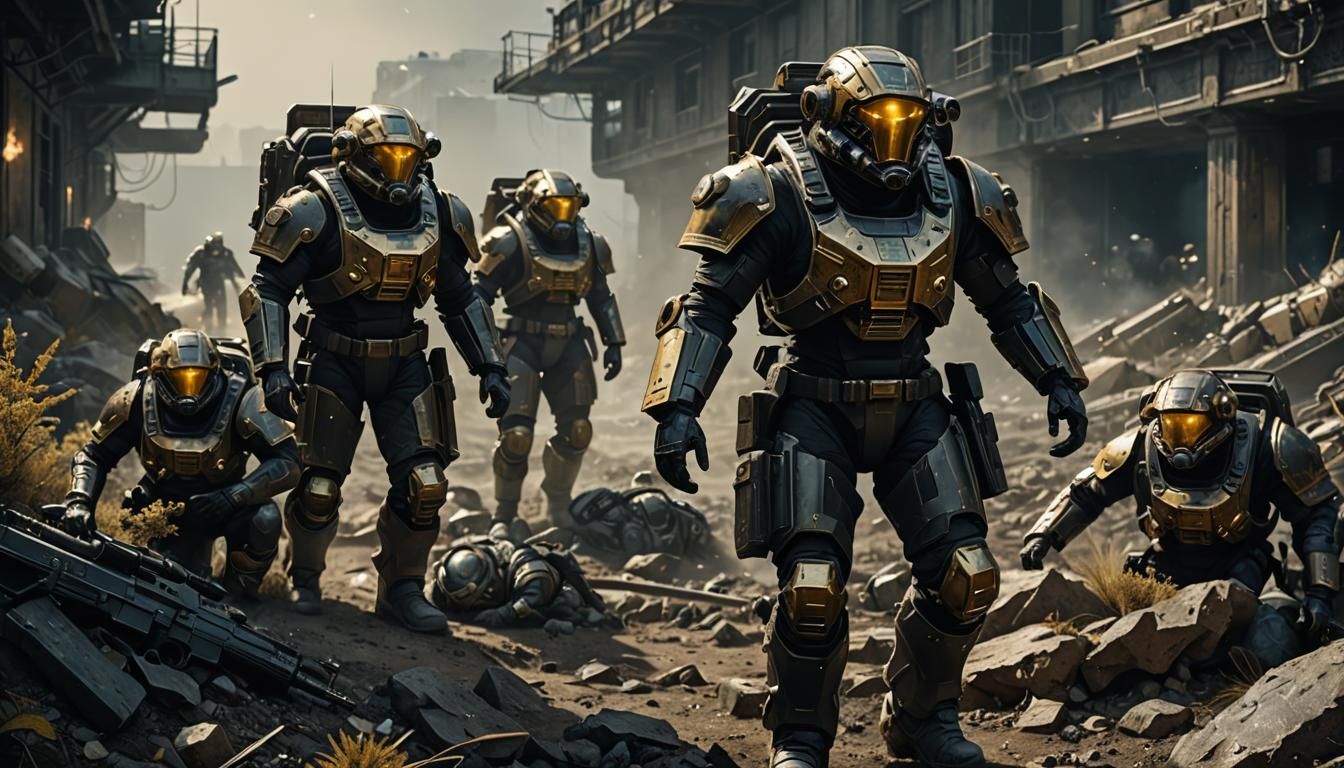 Helldivers Citizen Soldier Fighting Alien Bugs in Sci-Fi Arm...