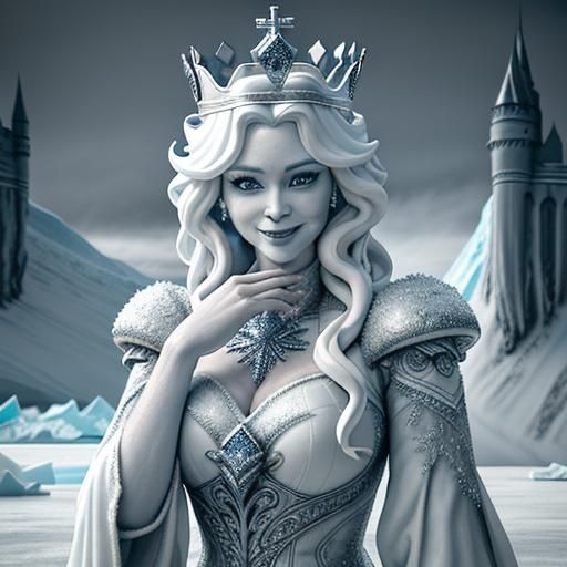 Icy Sculpture of the Queen of Antarctica: 3D Render