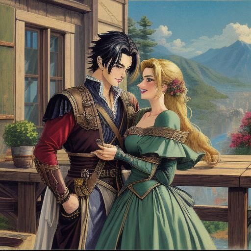 Romantic Quest Scene in Vintage Pixel Art