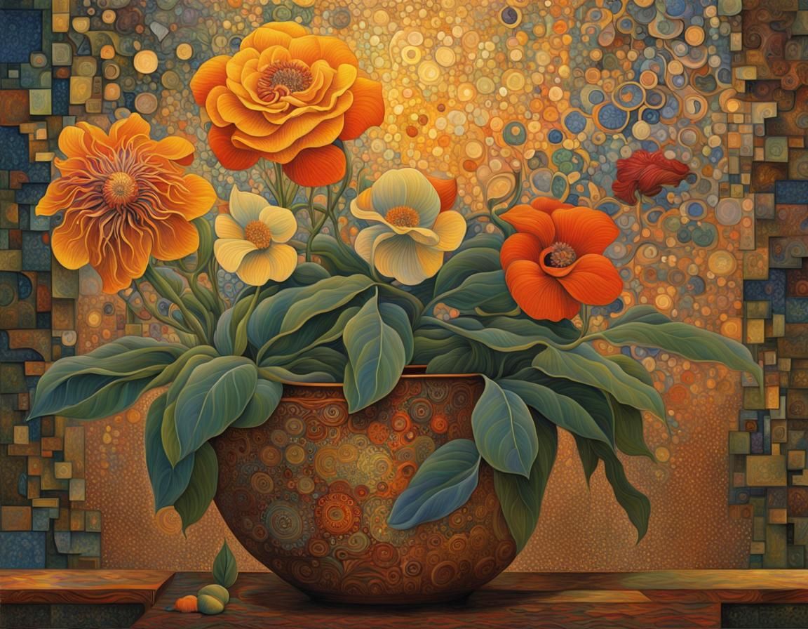 Exotic Flowers in Bauhaus Style with Dynamic Lighting