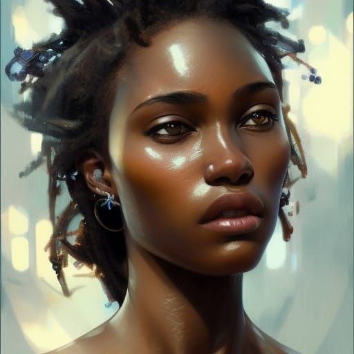 Modern African Woman Portrait in Hyperdetailed Style