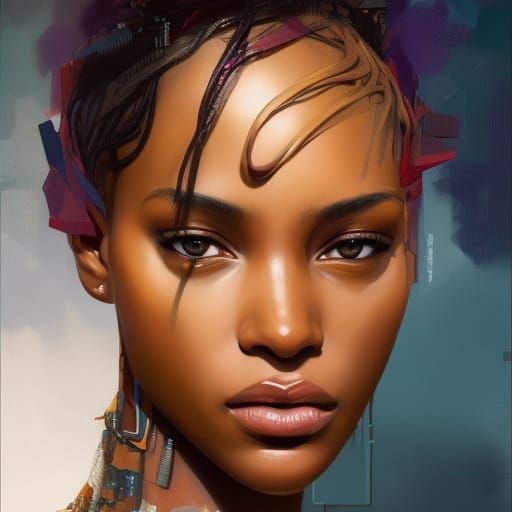 Modern African Woman Portrait in Hyperdetailed Style
