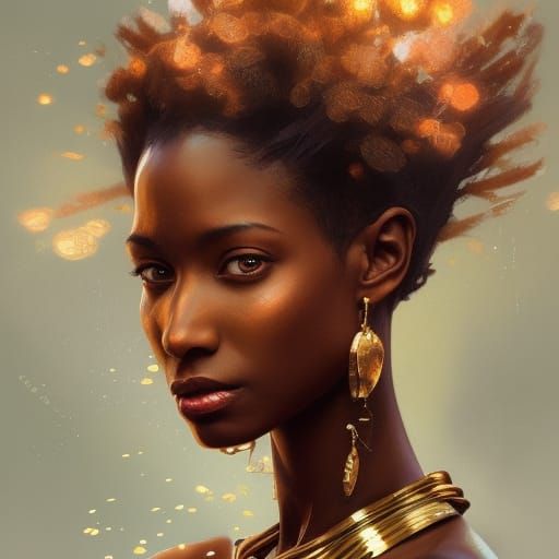 Modern African Woman Portrait in Hyperdetailed Style