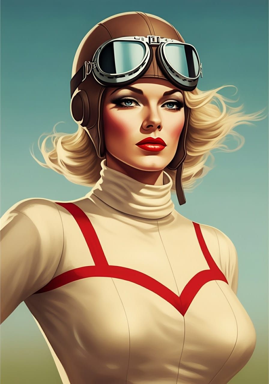 Vintage Glamour Aviatrix in High-Speed Adventure