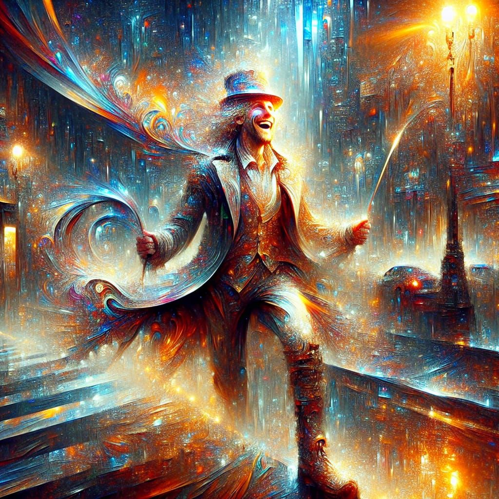 Fantasy City Elf in Vibrant Nighttime Attire