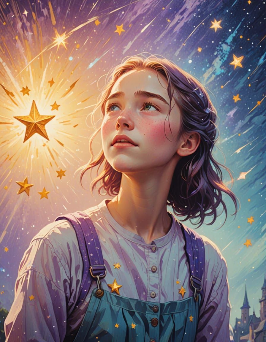 Dreamy Shooting Star Moment in Vibrant Splash Art