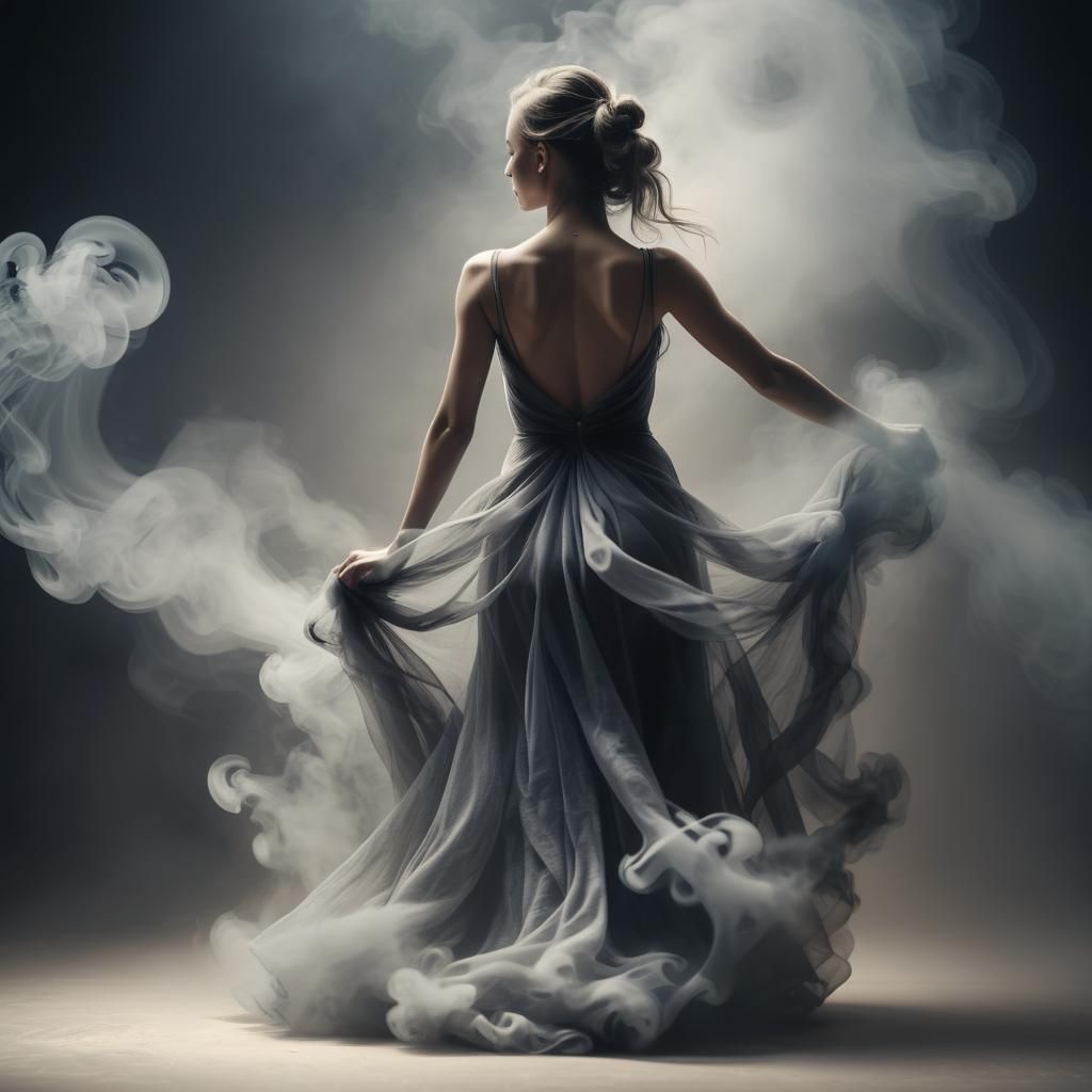 Abstract Dancer in Smoke with Volumetric Lighting