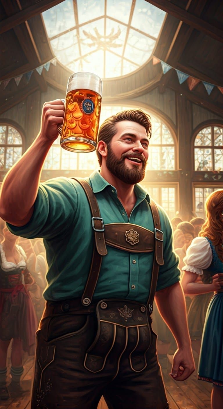 Oktoberfest Celebration: Bavarian Joy in Art Nouveau Style