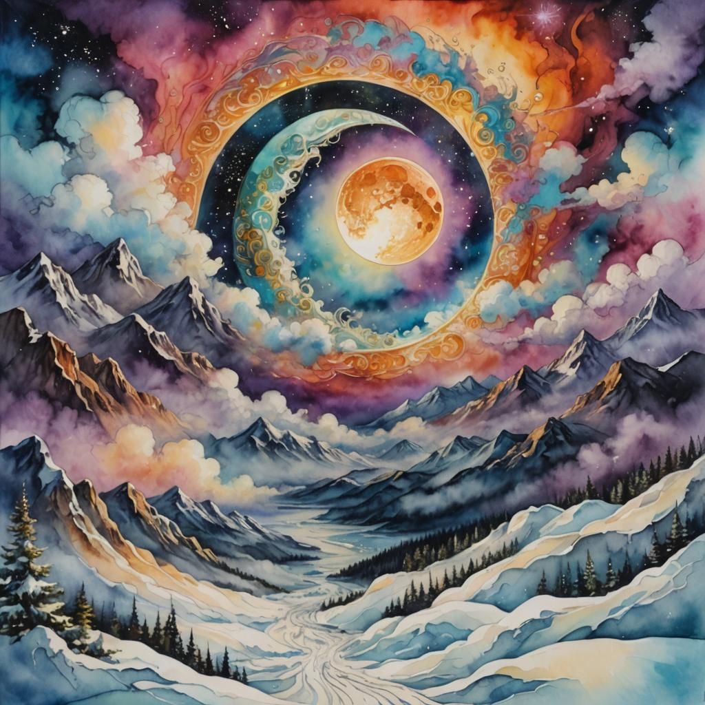 Surreal Moonscape with Shimmering Portal