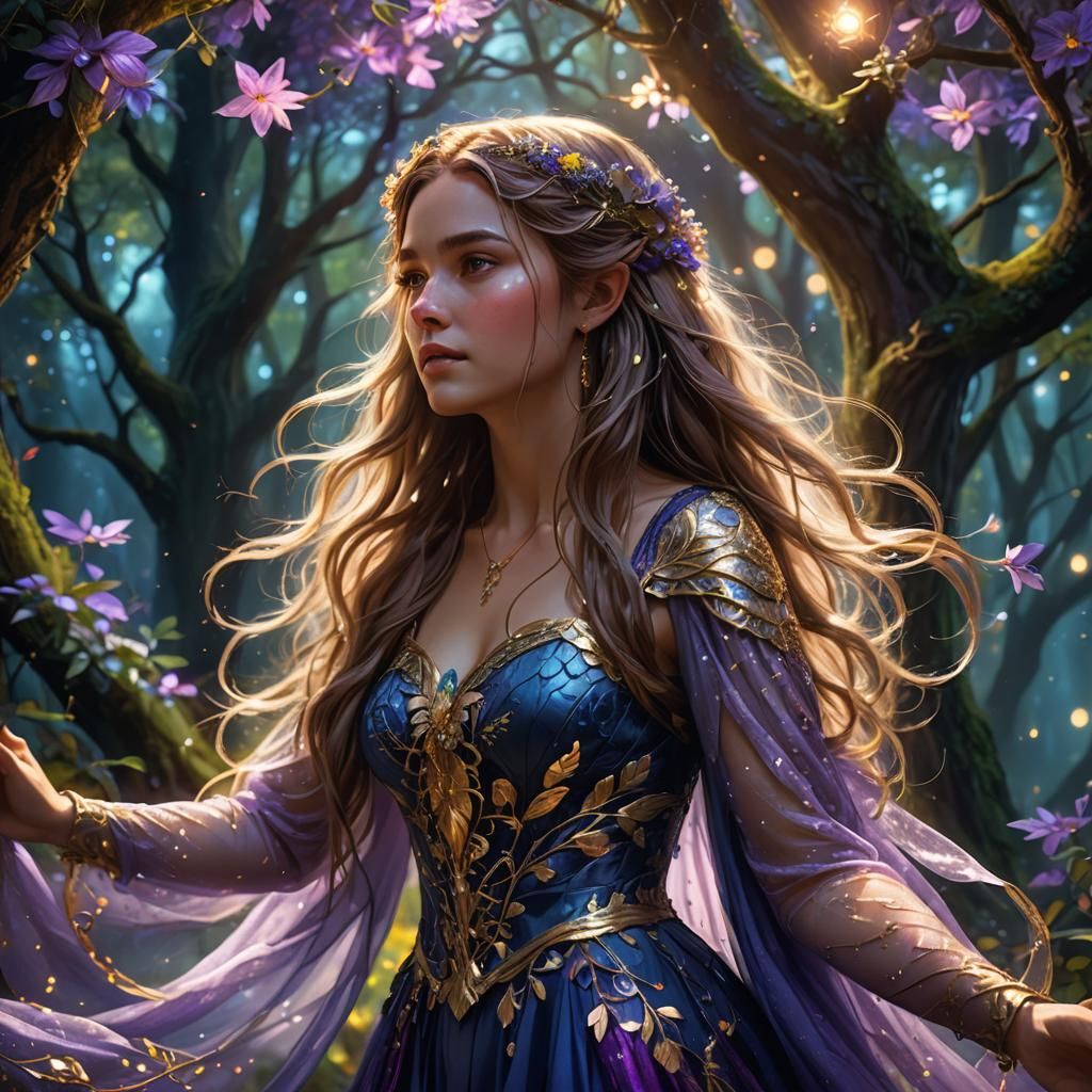 Fantasy Lady Portrait in Mystical Forest