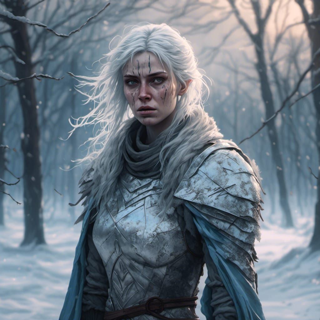 Icy Slavic Woman: Dramatic Portrait in Digital Art