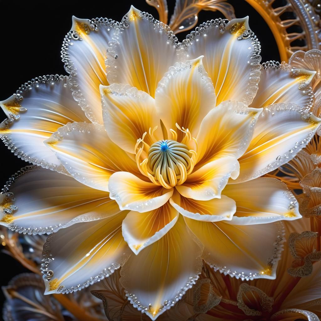 Glowing Translucent Flower Portrait in Hyperrealistic Style