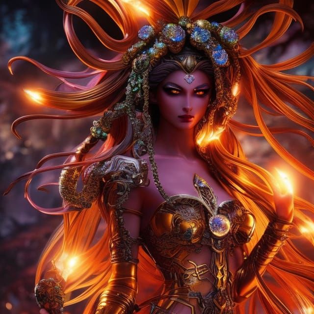 Medusa in Crystal: Detailed Anime Fantasy Art