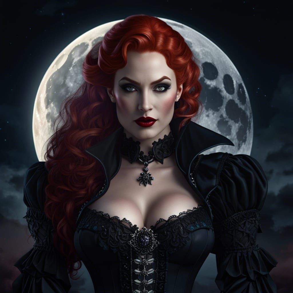 Hyperrealistic Vampire Portrait with Lace Corset